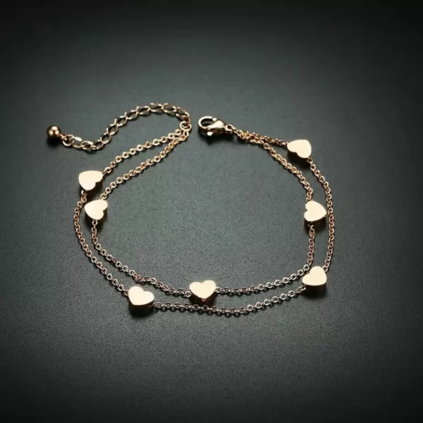 Rose Gold Love Hearts Anklet