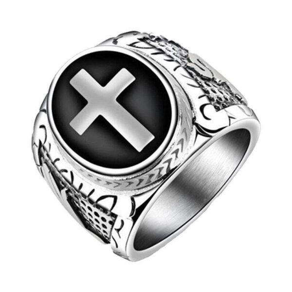 Cross Design Stainless Steel Men’s Knuckle Ring