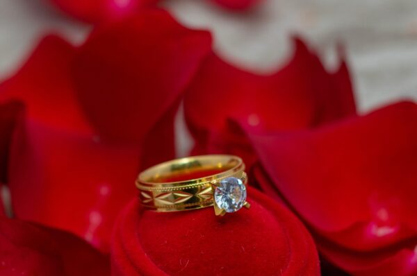 Gold Iced Stainless Steel Wedding Ring