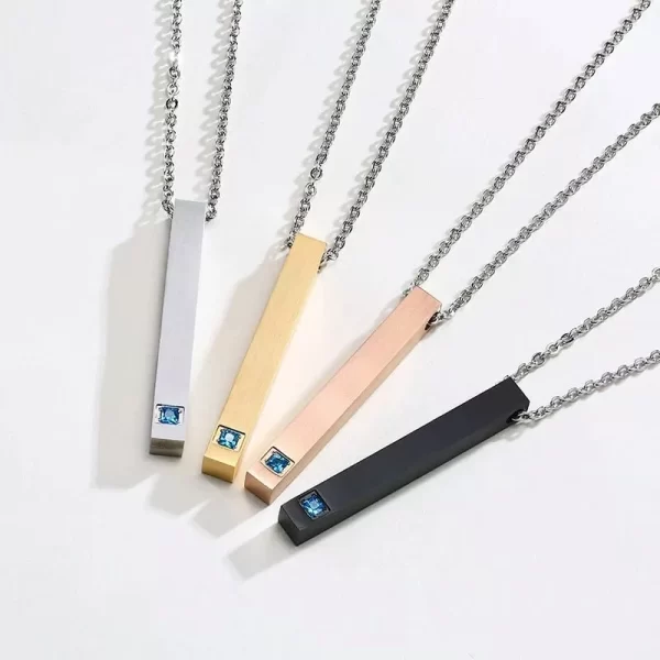 Stainless Steel 4-sided Bar Brandable Necklace