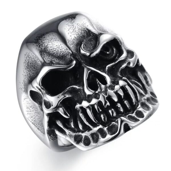 Skeleton Head Men Stainless Steel Knuckle Ring - Image 3