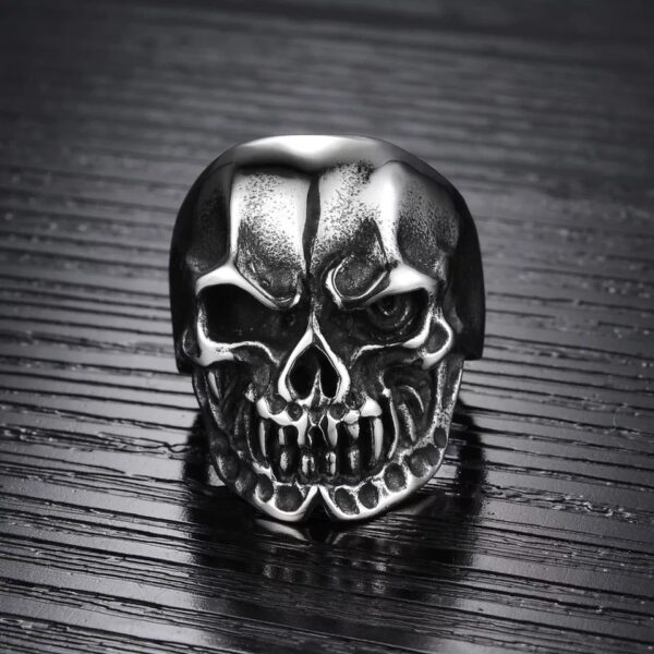 Skeleton Head Men Stainless Steel Knuckle Ring