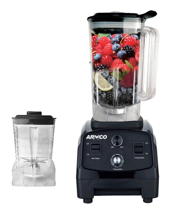 ABL-ZX1350T – 2.5L, 2 in 1, COMMERCIAL Blender, 4 speed with Pulse, Unbreakable 2.5L PC Jar, and 600ml PC Mill, Safety Protection, 15 minute timer, Powerful 2000w Copper Motor, Black