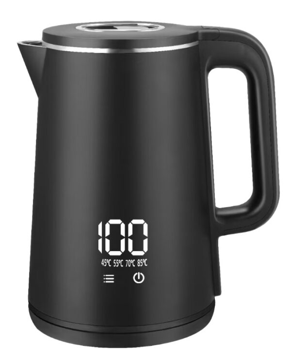 AKT-177DIG(B) – 1.8L Plastic Cordless Kettle 360°, Digital Touch Screen, LED Temperature Display, 1500W, Black.